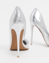 Thumbnail for your product : ASOS DESIGN Pia D'orsay stilleto court shoes in silver