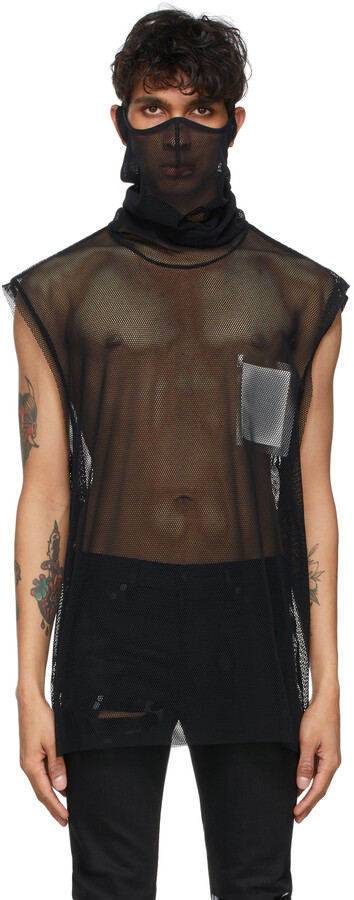 black sleeveless turtleneck men's