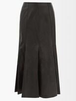 Thumbnail for your product : Gabriela Hearst Amy Knife-pleat Leather Skirt - Black