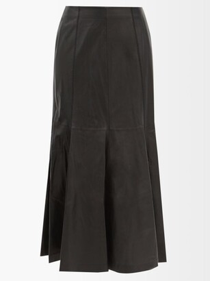 Gabriela Hearst Amy Knife-pleat Leather Skirt - Black