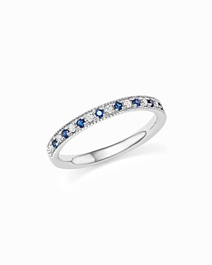 Bloomingdale's Blue Sapphire and Diamond Beaded Band in 14K White Gold - 100% Exclusive