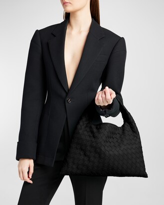 Bottega Veneta Hop Small Intrecciato-leather Shoulder Bag In Black