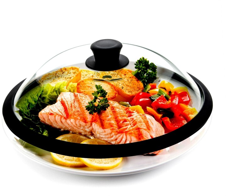 Bezrat Silicone & Glass Microwave Plate Cover - Black