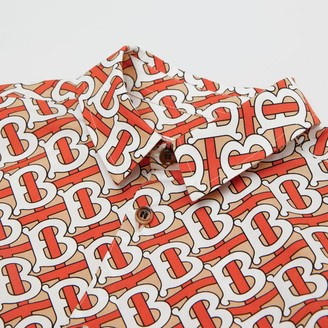 Burberry Short-sleeve Monogram Print Cotton Poplin Shirt