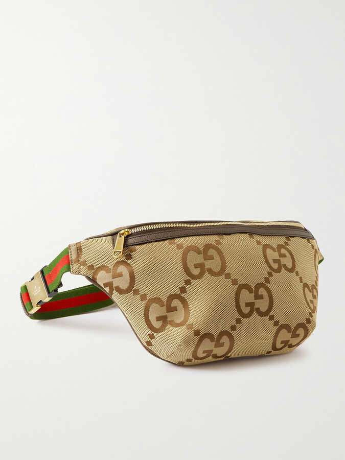 Gucci Gg-jacquard Coated-canvas And Leather Belt Bag - Black