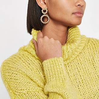 River Island Gold colour twisted ring drop earrings