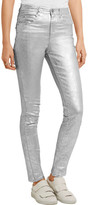Thumbnail for your product : Etoile Isabel Marant Ellos Metallic Coated High-rise Skinny Jeans - Silver