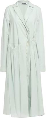 Jil Sander Paneled Cotton-poplin And Silk Crepe De Chine Midi Dress
