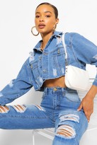 Thumbnail for your product : boohoo Extreme Rip Cropped Denim Jacket