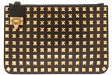 Thumbnail for your product : Valentino Garavani Rockstud Flip-clasp Leather Pouch - Black Gold
