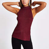 Thumbnail for your product : River Island Burgundy knit sleeveless racer vest