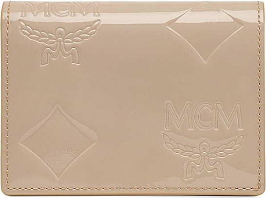 MCM Aren Mini Embossed Monogram Zip Wallet Black