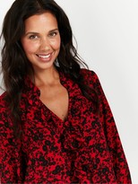 Thumbnail for your product : Wallis Shadow Ditzy Floral Frill Top - Red