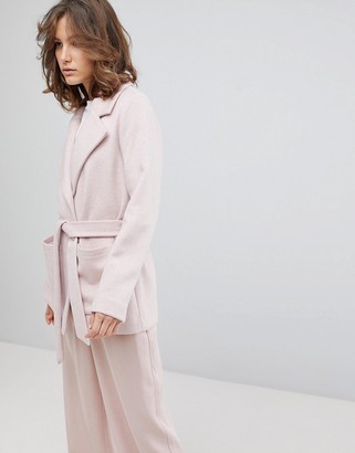 Selected Cropped Trench Coat-Pink