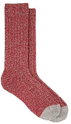 Barneys New York Men's Marled Cashmere-Blend Mid-Calf Socks - Red