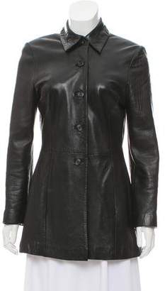 Bergdorf Goodman Leather Button-Up Jacket