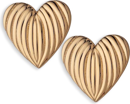 Jennifer Zeuner Jewelry Ridged Heart Stud Earrings