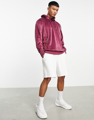 adidas Oh velour hoodie in burgundy - ShopStyle