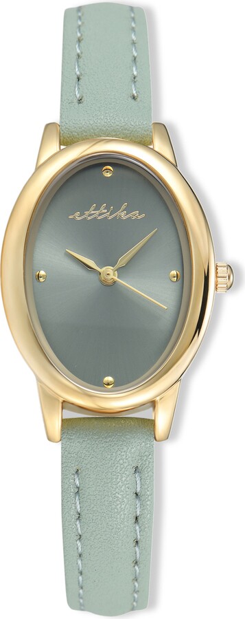 Ettika Seafoam Thick Dome Quartz Leather Strap Watch 24mm x 36.5mm