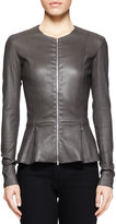 Thumbnail for your product : The Row Anasta Leather Peplum Jacket, Charcoal