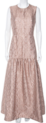 Max Mara Blush Pink Lurex Jacquard Patterned Sleeveless Gabriel Evening Gown M