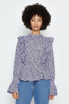 Thumbnail for your product : Coast Ditsy Shirred Neck Peplum Hem Long Sleeve Top