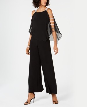msk off the shoulder overlay jumpsuit