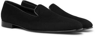 Anderson & Sheppard - + George Cleverley Leather-Trimmed Cashmere Slippers
