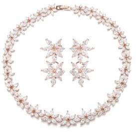 Luxe Abigail Crystal Leaf Statement Necklace & Earrings Set