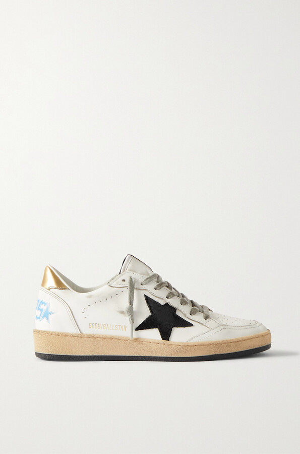 Star: White & Gold Leather - Sneakers with Stars