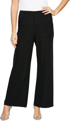 Alex Evenings Shimmer Metallic Knit Straight Leg Pants