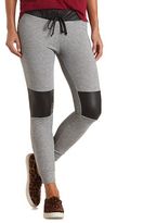 Thumbnail for your product : Charlotte Russe Faux Leather Knee Patch Sweatpants