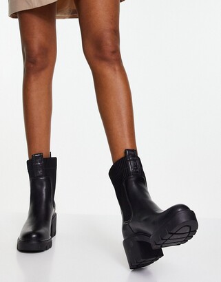 Replay chunky mid heel ankle boots in black - ShopStyle