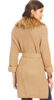 Thumbnail for your product : XOXO Juniors' Ribbed Faux-Fur-Collar Cardigan