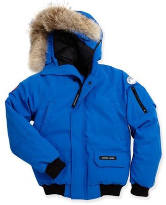 Canada Goose Kids' PBI Chilliwack Hooded Fur-Trim Parka, Royal Blue, Size XS-XL
