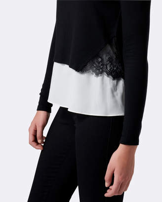 Forever New Hayden Woven Hem Lace Long Sleeve Top