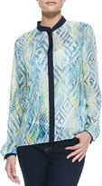Thumbnail for your product : T Tahari Delaney Long-Sleeve Printed Blouse