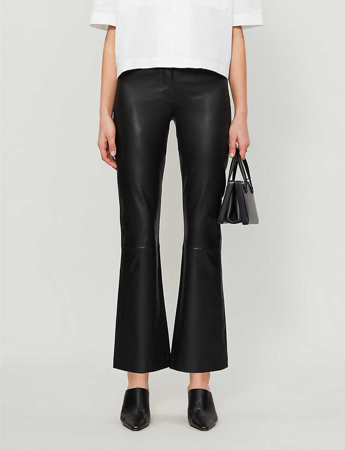 kick flare leather trousers