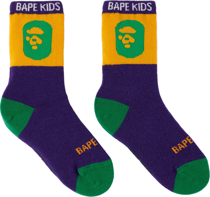 BAPE Kids Purple Ape Head Socks