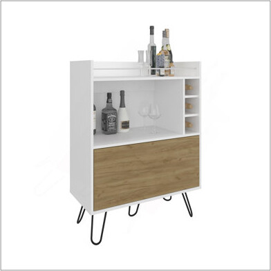Red Barrel Studio Bar Cabinet, 1 Door, 4 Shelves