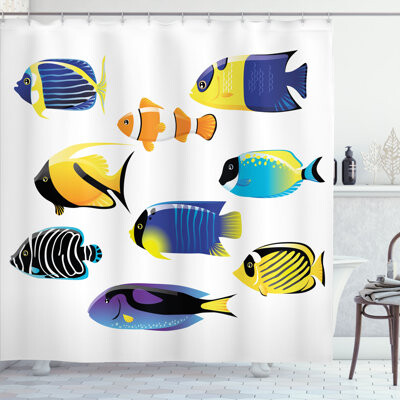 East Urban Home Fish Shower Curtain Cod Bonito Palette Nautical Multicolor