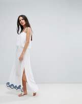 Thumbnail for your product : Liquorish Embroidered Beach Maxi Dress With Embroidered Hem and Coin Trim