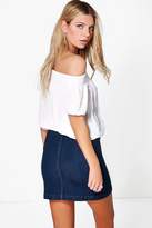 Thumbnail for your product : boohoo Denim Button Front Mini Skirt