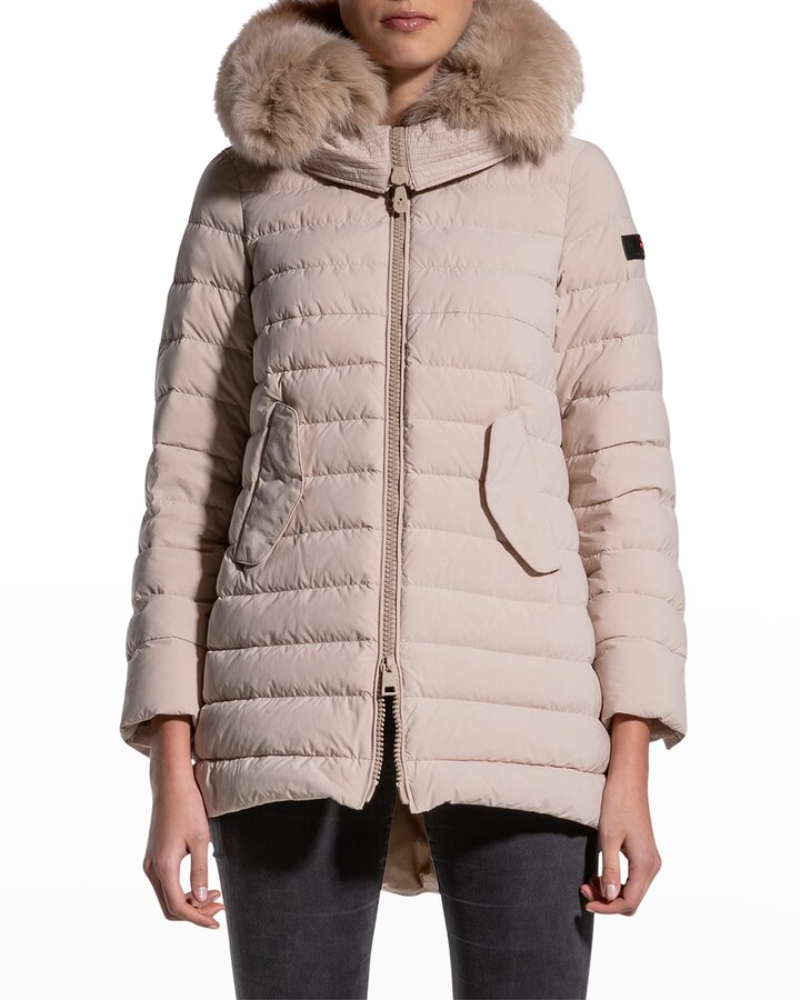 women's down coat with fur lined hood