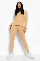 Thumbnail for your product : boohoo Petite Soft Knitted Rib Hoody Co-Ord