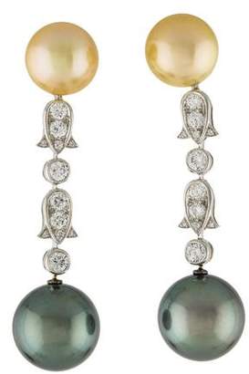 Cartier Platinum Pearl & Diamond Drop Earrings
