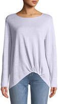 Thumbnail for your product : Eileen Fisher Jewel-Neck Front-Twist Organic Linen Sweater