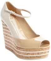Thumbnail for your product : Gucci khaki leather 'Eilin' open toe mary jane wedges