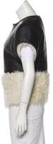 Thumbnail for your product : Nellie Partow Leather-Trimmed Shearling Vest