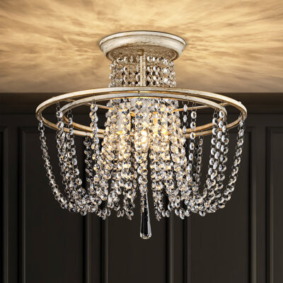 Rosdorf Park 3-Light Modern Dimmable Crystal Semi-Flush Mount